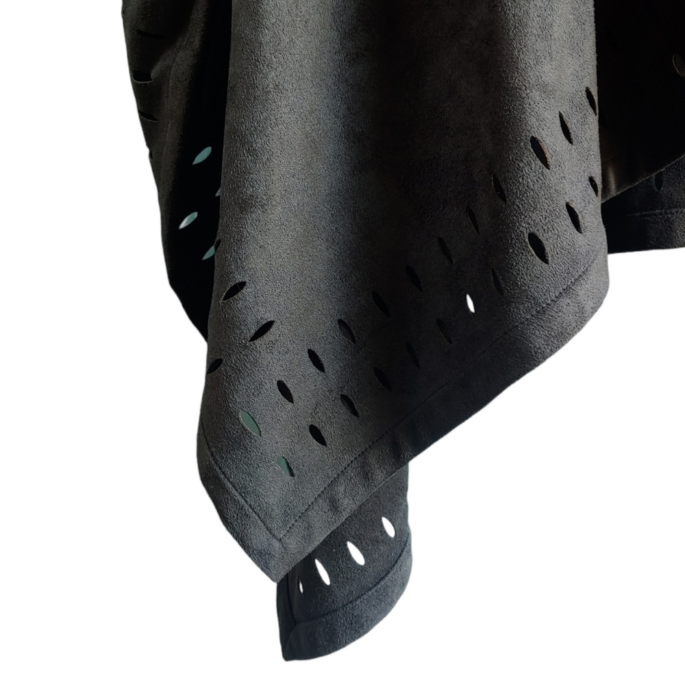 Soft Surroundings Faux Suede Laser Cut Poncho Kimono Shawl - One Size Boho Style - Picture 6 of 13